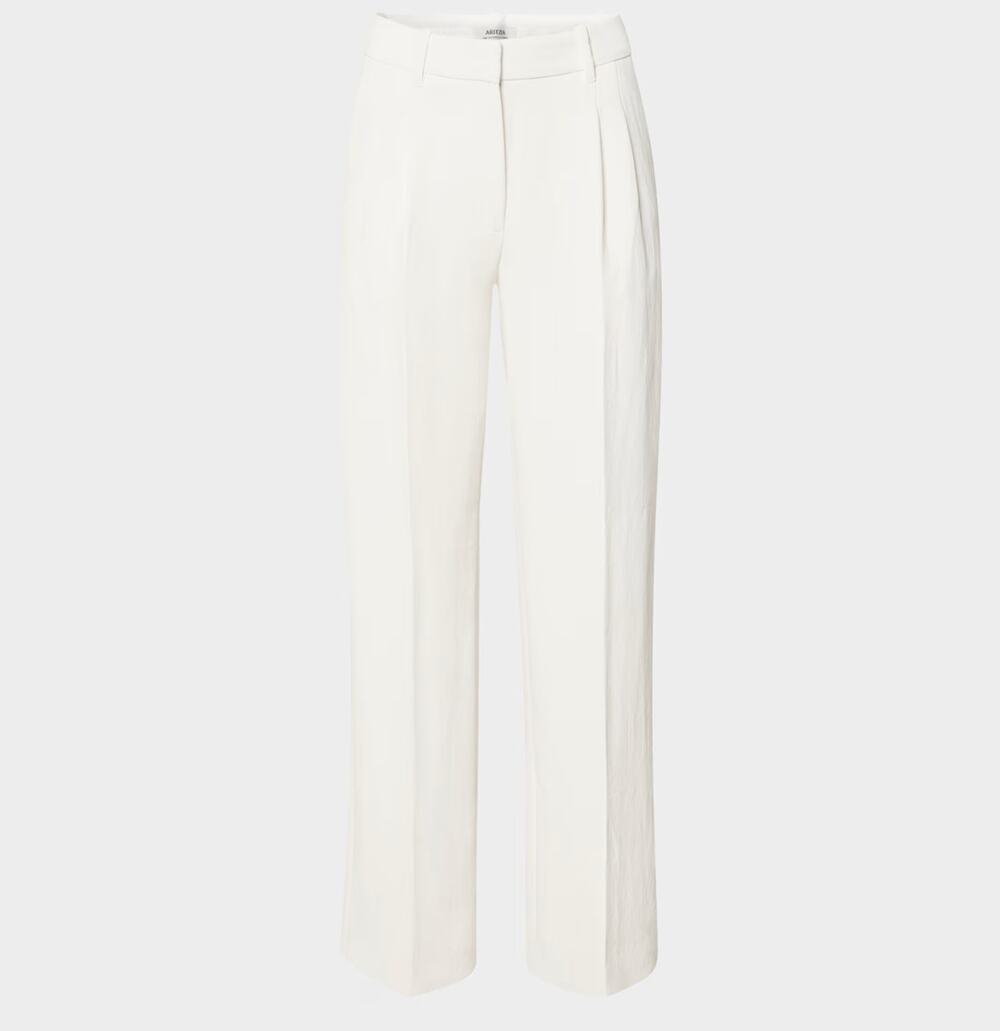 Aritzia Wilfred The Effortless Pant Size 6 White Wide Leg Pleated Trouser